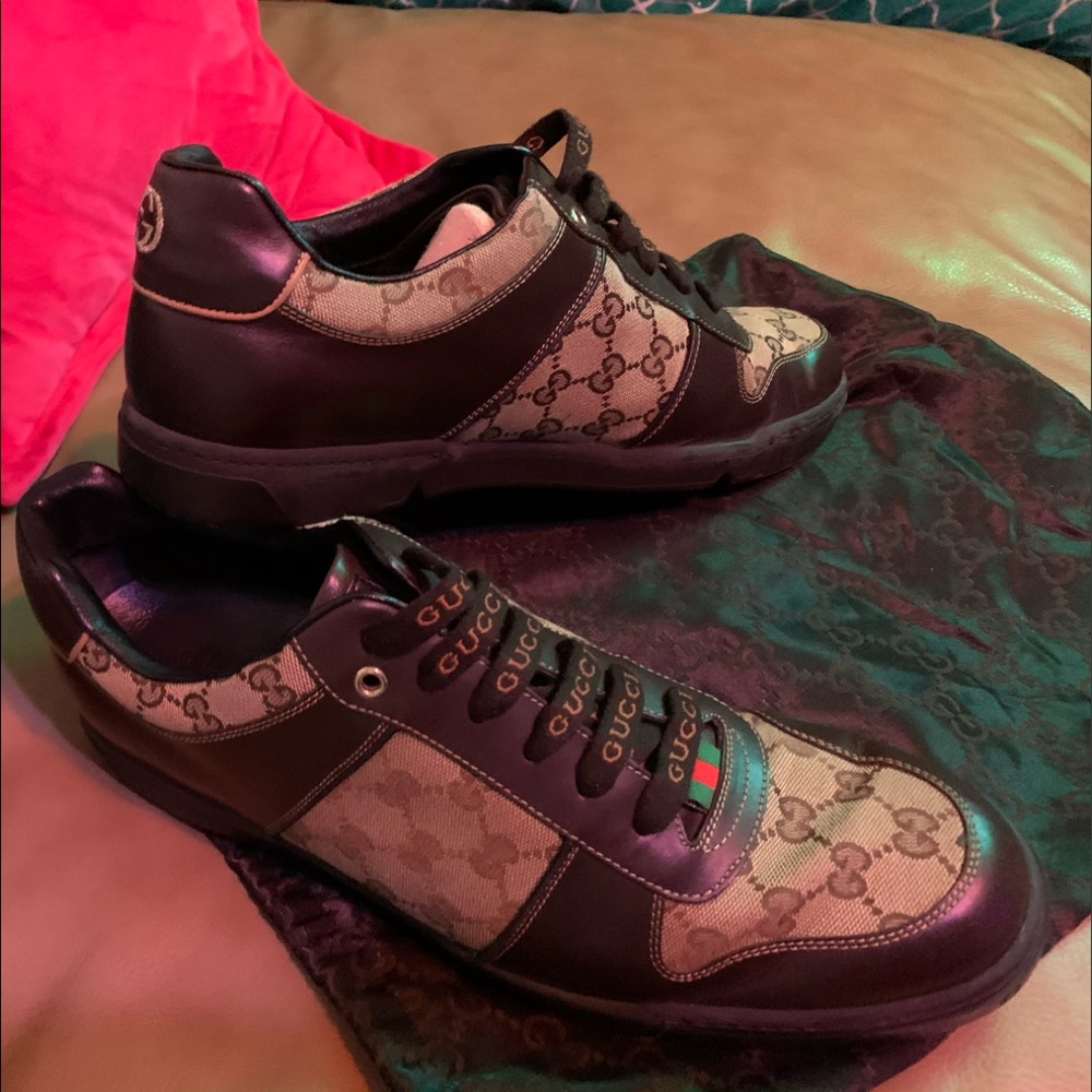 GUCCI FLORENCE MONOGRAM GG SIZE 12 SNEAKERS NEW - Picture 2 of 13